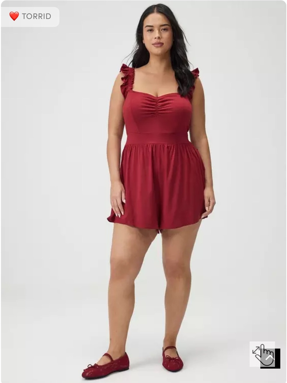 torrid Red Ruffled Strap Romper - Picture 4 of 11